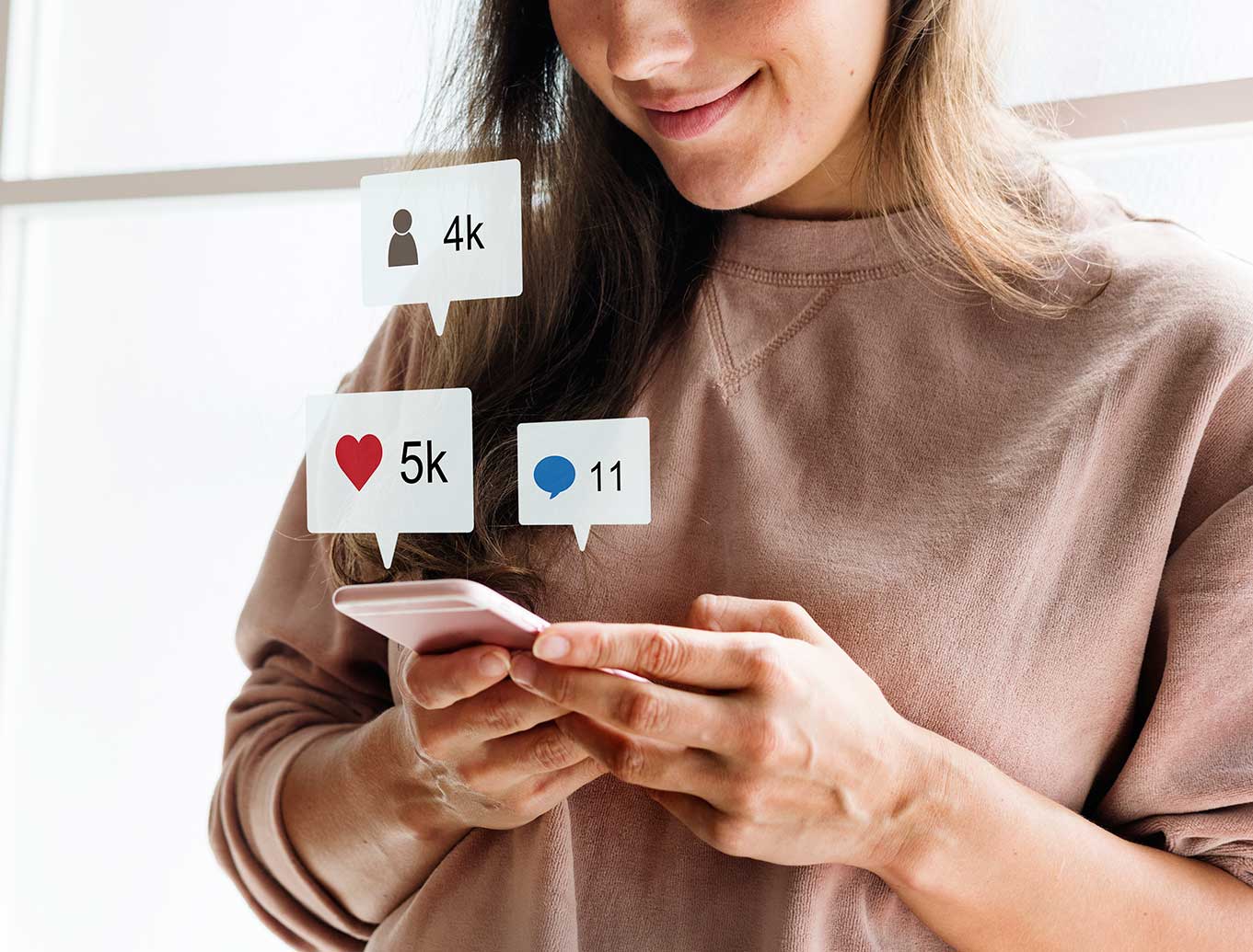 Lady checking social media using phone Lady checking social media using phone